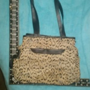 A leather and suede shoulder bag